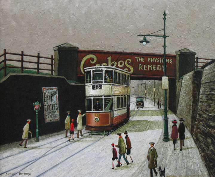 Tram by a Bridge